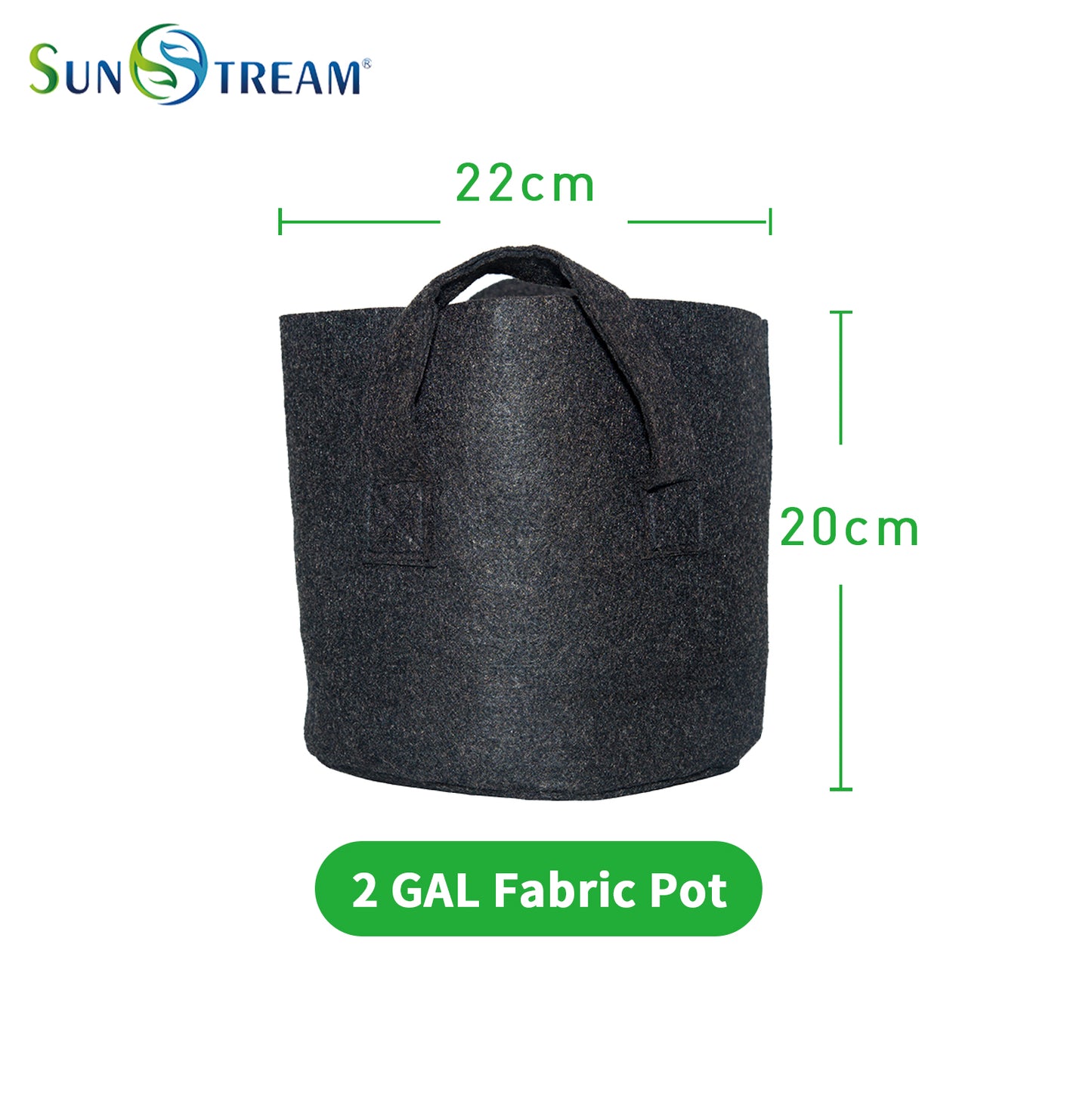 SunStream Heavy Duty Thickened Nonwoven Fabric Pots Grow Bags with Handles