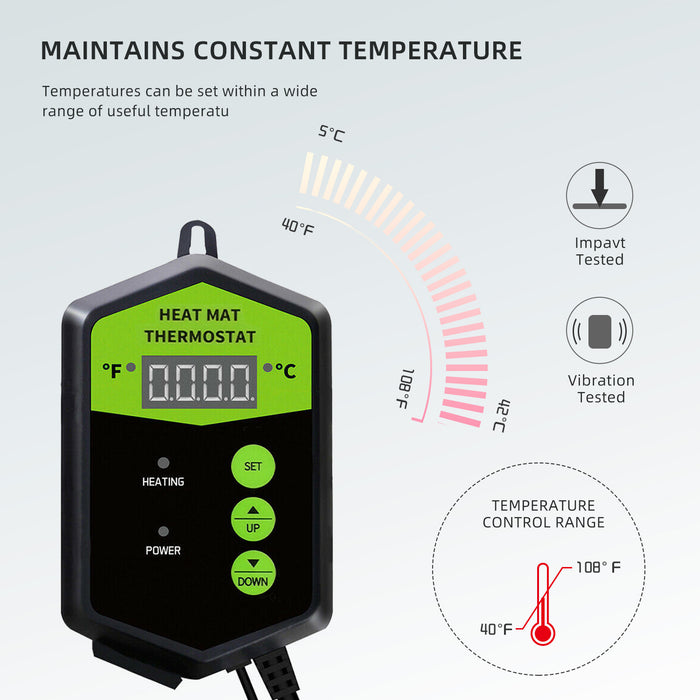 Raylux Digital Seedling Heat Mat Thermostat Controller 40-108℉