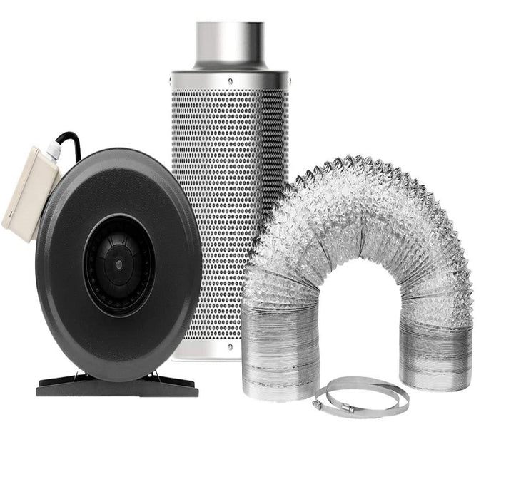 SunStream Inline Fan, Carbon Filter and Aluminum Ducting Combo for Grow Tent Ventilation