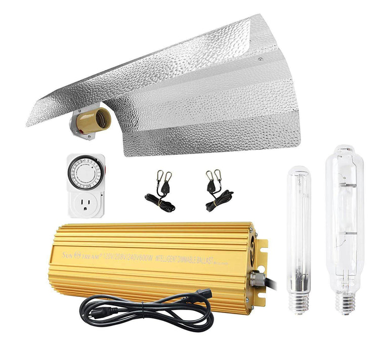 SunStream 600 Watt Hps MH Digital Dimmable Grow Light System Kits Wing Reflector Set with Timer